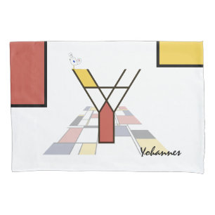 Charmant neoplasticisme Art Monogram. Brief Y Kussensloop