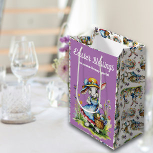 Charmant Paarse Meisje Paashaas Medium Cadeauzakje