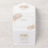 Charmant Pampasgras Witte Orchidee Rozen Bruiloft  All In One Uitnodiging (Buitenkant)