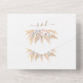 Charmant Pampasgras Witte Orchidee Rozen Bruiloft  All In One Uitnodiging (Achterkant)