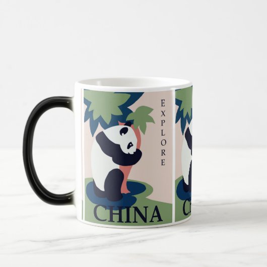 Charmant Panda-avontuur: Retro China Travel Art Magische Mok (Links)