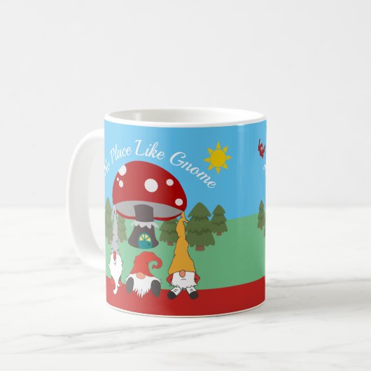 Charmant "Pas d'endroit comme Gnome" Mug (Devant gauche)