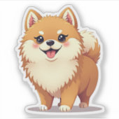 Charmant Pommeranian, Kawaii Delight, klein Sticker (Voorkant)