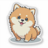 Charmant Pommerse, Bubble Kawaii, Klein Sticker (Voorkant)