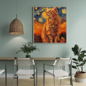 Charmant Poster de chat Jaune Dessin Féline adorab