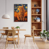 Charmant Poster de chat Jaune Dessin Féline adorab