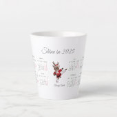 Charmant Rood Rendier 2025 aangepaste kalender Latte Mok (Voorkant)