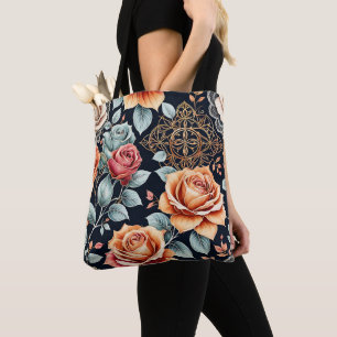 Charmant Roos Floral Tas met Artistieke Achtergron