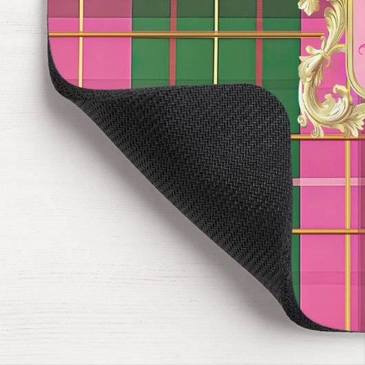 Charmant roze en groen geplakt monogram muismat (Hoek)