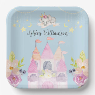 Charmant Roze Kasteel Prinses Meisje Baby shower Papieren Bordje