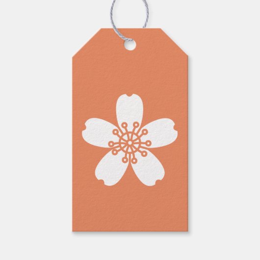 Charmant Sakura en Corail Étiquette Cadeau (Devant)