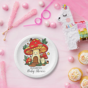 Charmant Schattige Paddestoel Baby shower Papieren Bordje