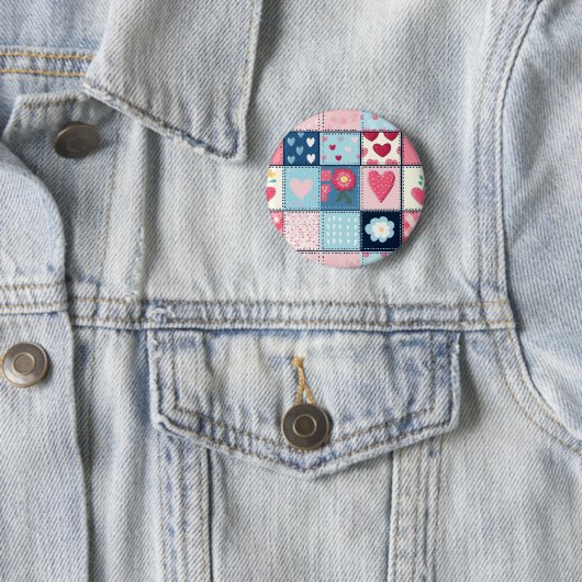 Charmant Schattige patchwork ontwerp Ronde Button 5,7 Cm (In situ)