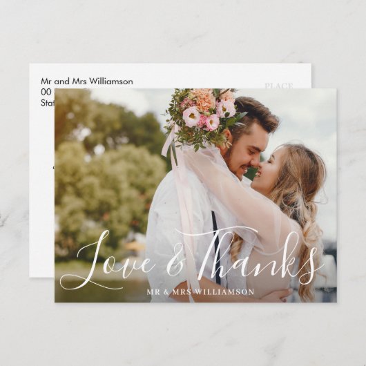 charmant script | carte photo Merci mariage (Devant / Derrière)