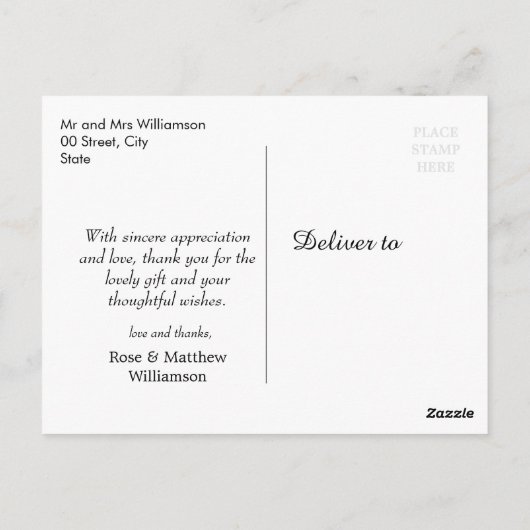 charmant script | carte photo Merci mariage (Dos)