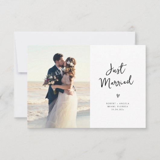 charmant script coeur mariage faire-part (Devant)