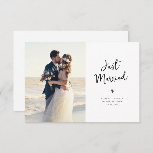 charmant script coeur mariage faire-part (Devant / Derrière)