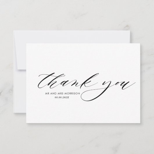 charmant script manuscrit mariage carte de remerci (Devant)