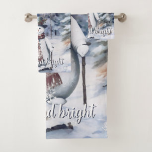 Charmant Snowman Aquarelle Forêt d'hiver