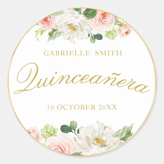 charmant sticker Quinceanera rose floral (Devant)