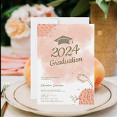 Charmant Unique Fuzz Peach Invitation de graduatio
