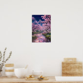 Charmant veld van Cherry Blossoms Poster (Keuken)