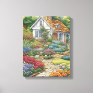 Charmant Victoriaans huisje genesteld Canvas Afdruk