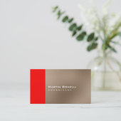 Charmant Warm Beige Red Stripe Visitekaartje (Staand voorkant)