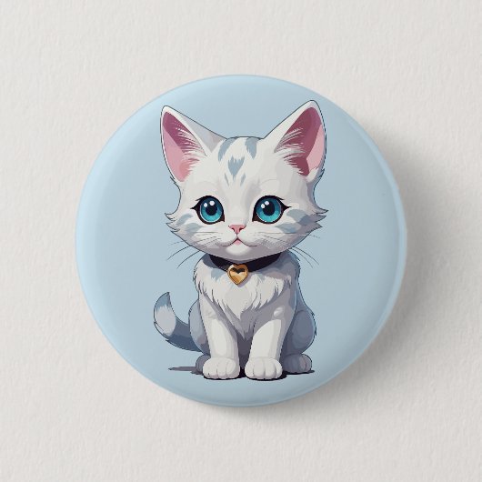Charmant wit kattenontwerp ronde button 5,7 cm (Voorkant)