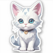 Charmant wit kattenontwerp sticker (Voorkant)