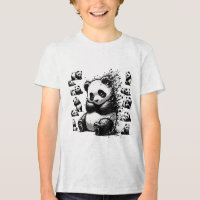 Charmant Zwart-wit Waterverf Panda T-shirt