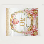 Charmante 50e verjaardag Blush Gold Banner Design Wandkleed (Voorkant (horizontaal))