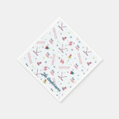 Charmante aangepaste wintersport roze blauw servet (Hoek)