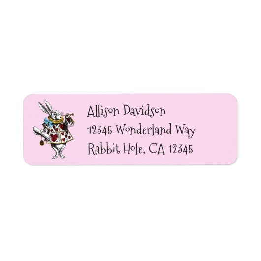 Charmante Alice in Wonderland White Rabbit Etiket (Voorkant)