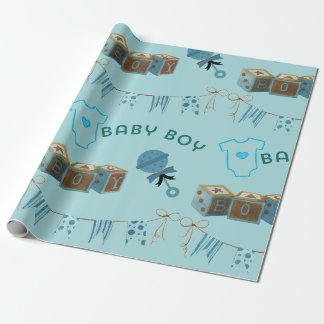 Charmante Baby Boy Baby showers en pasgeboren gesc Cadeaupapier