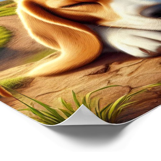 Charmante Beagle in een rustieke landschap Poster (Hoek)