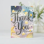 Charmante bewerkbare Meteor Celestial Bedankkaart (Staand voorkant)