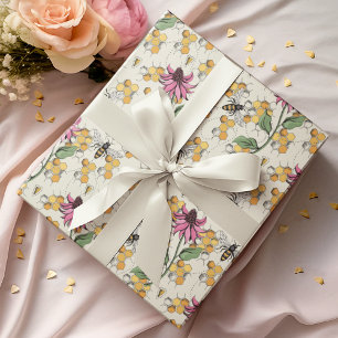 Charmante bijenkoningin, honingraat & exotische bl cadeaupapier