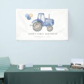Charmante blauwe tractor verjaardag spandoek (Beurs)