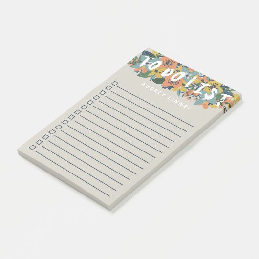 Charmante bloemen checkbox om te doen lijst post-it® notes (Schuin)