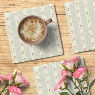 Charmante  bloemen Shabby chis Blauw patroon Stenen Onderzetter