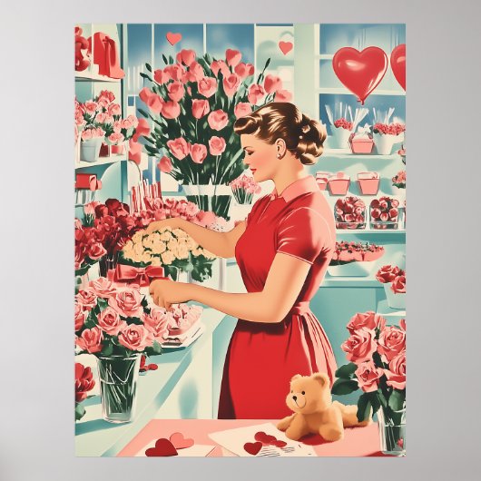 Charmante  bloemenwinkel scene poster (Voorkant)