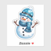 Charmante Blue Snowman voor Kerstmis Sticker (Vel)