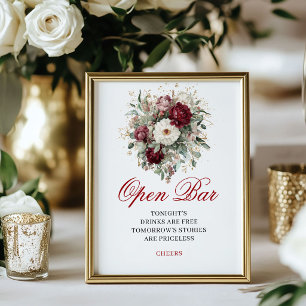 Charmante Blush Bourgondië Open Bar Huwelijksaffic Poster