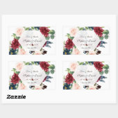 Charmante Bourgondië Bloemensechthoek Frame Bruilo Rechthoekige Sticker (Vel)