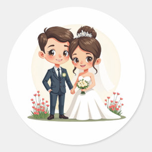 Charmante bruiloft paar Stickers