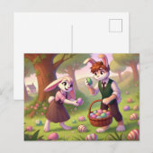 Charmante Bunny Easter Egg Hunt Feestdagenkaart (Voorkant / Achterkant)