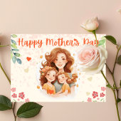 Charmante carte de fête des mères avec carte flora