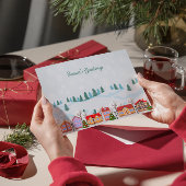 Charmante Carte de vacances de Village d'hiver - P