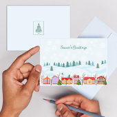 Charmante Carte de vacances de Village d'hiver - P